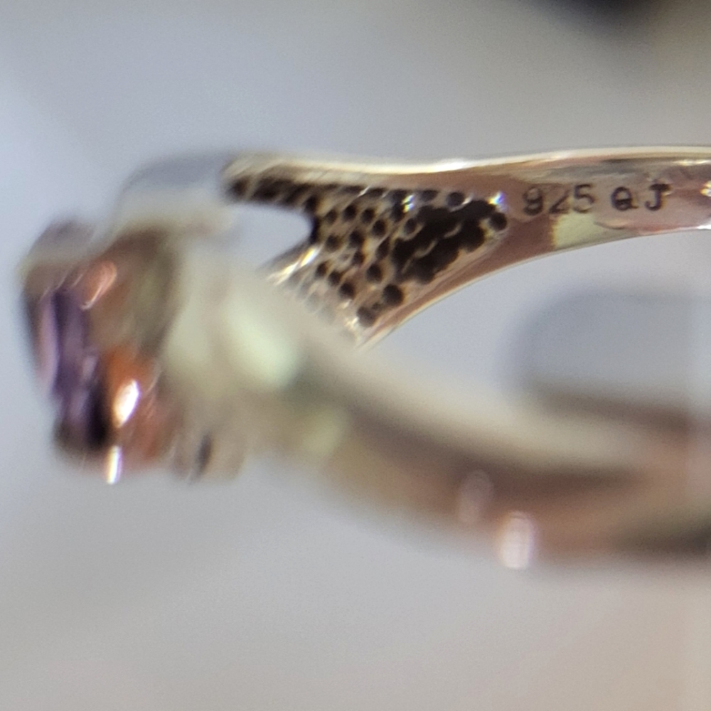 Sterling Silver Triangle Cut Amerhyst Ring - image 6